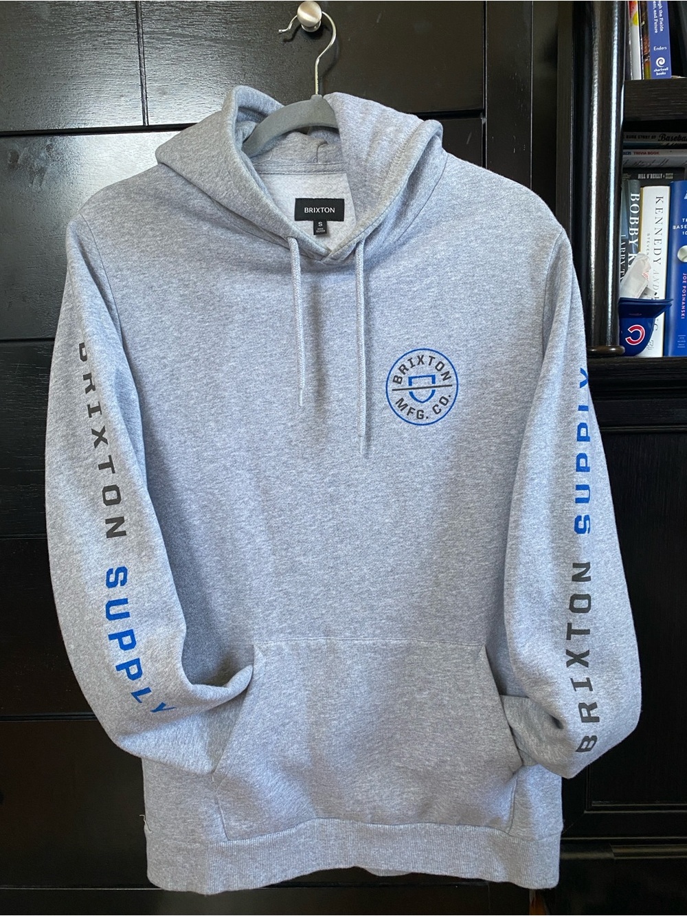 Brixton Heather Gray Pullover Hoodie with Blue Logo
